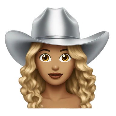 beyonce with a silver cowboy hat sticker