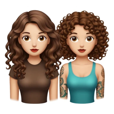 eureka mushroom — long wavy brown hair tattooed woman and short tight curly brown hair woman — idea glow sticker