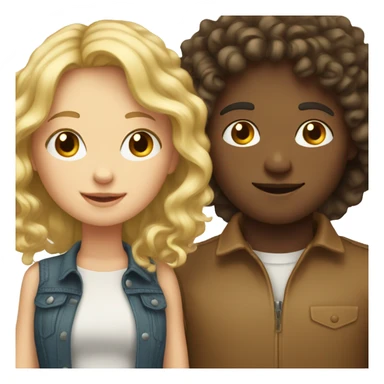 blonde girl and brunette boy with curly hair  sticker