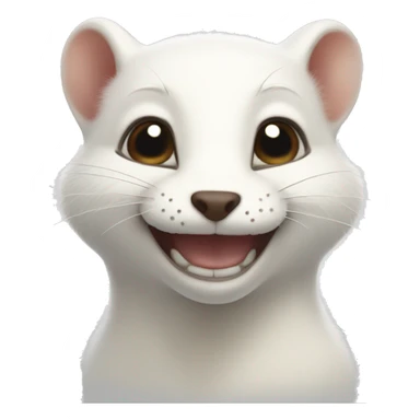 white stoat grinning eyes closed ears back sticker