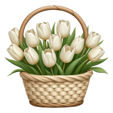Beige basket with white tulips aesthetic  sticker