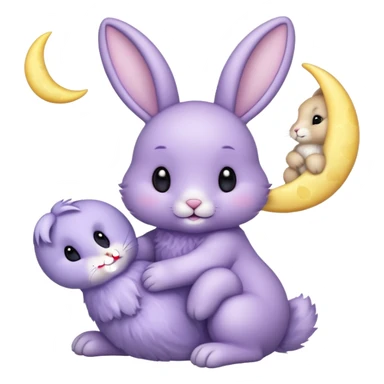 A Lavender bunny holding a moon 🌙 🐰 sticker