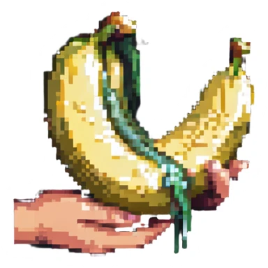 hand holding open banana sticker