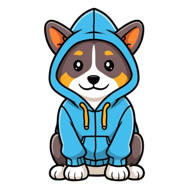 Dog wearing a hoodie  sticker