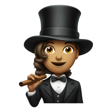 Caitlyn wearing a top hat with a cigar  sticker
