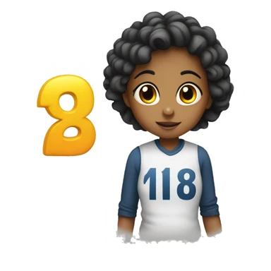 Numbers 18 with a girl sticker