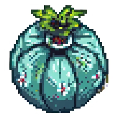 vibrant stylized cartoon bomb sprite for 2D fruit ninja game, pixel art style, matching previous fruit style sticker