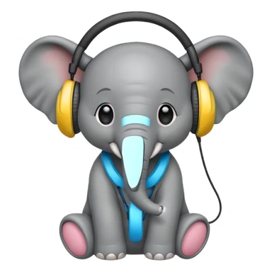 baby elephant with headphone sticker