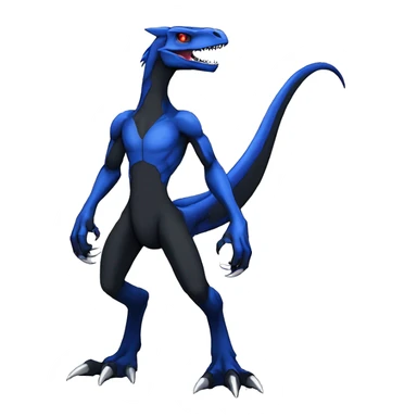  Cool Edgy Black Blue Digimon-Fakemon-Guilmon-Velociraptor-Dragon full body sticker