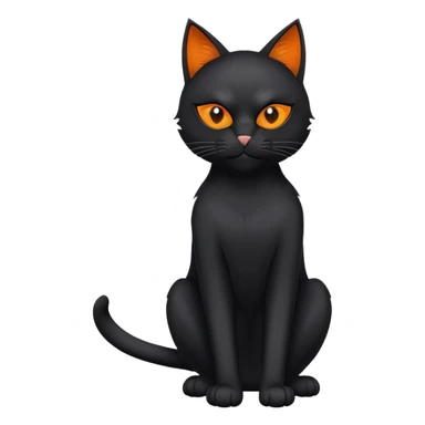 black cat full body sitting with a mask sticker