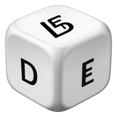 create a dice with the word der die das written on each visible side sticker