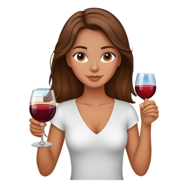 white girl with brown hair on beach with glass of wine sticker