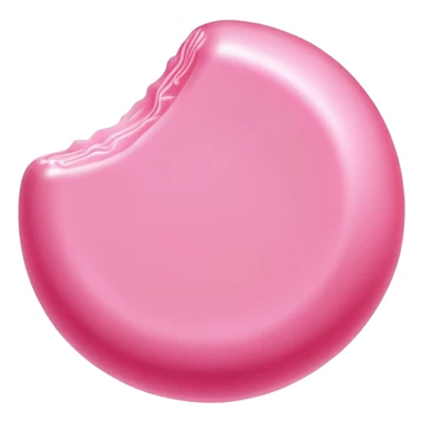 a piece of bright pink bubble gum, chewy candy, pink chewing gum sticker