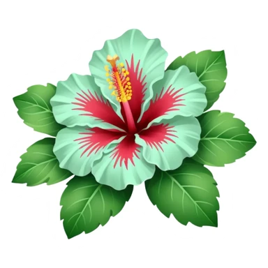 Hibiscus flower light mint and white sticker