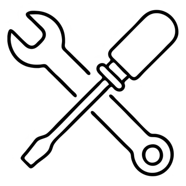 Maintenance icon with wrench and screwdriver crossed sticker