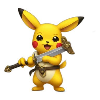 puikachu with a sword sticker
