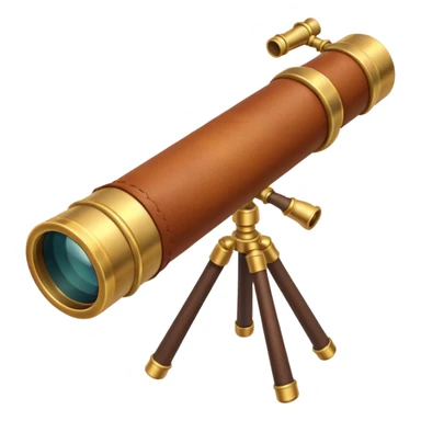 pirate spyglass object icon, brass telescope, leather grip, 3D cartoon, mobile game icon style, centered, clean background, no text, no watermark
 sticker