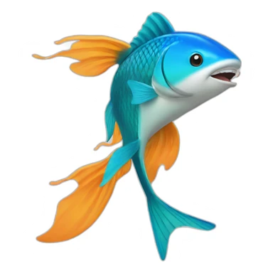 logo of fins and a fish sticker