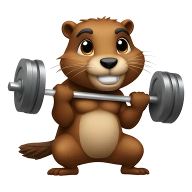 A beaver with strong muscles lifts the barbell sticker