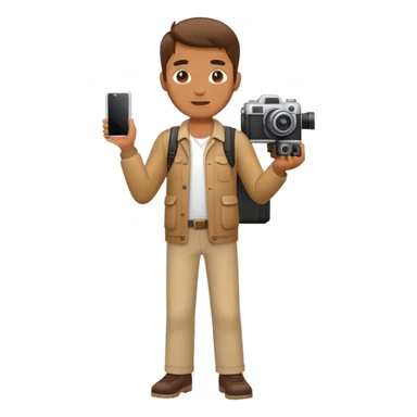 full body man with camera standing sticker