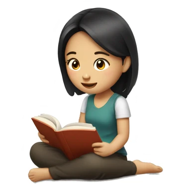 Thai girl reading book sticker