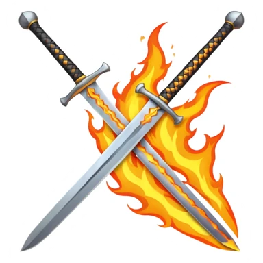 sword on fire crossed sticker