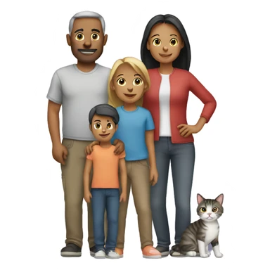 Family of 2 people and 2 cats sticker