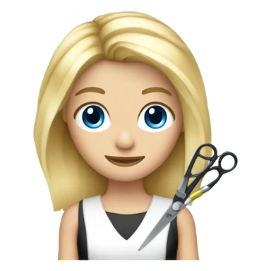 Blonde hair blue eyed hairstylist holding scissors sticker