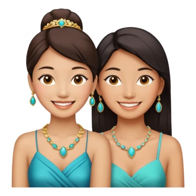 Two different asian women beside each other smiling sticker