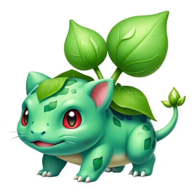 Bulbasaur with a small green unopened plant bulb with layered petals esembling a bud on back sticker