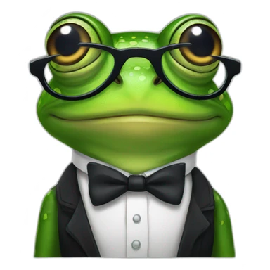 a frog wearing glasses and bow-tie sticker