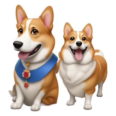 Queen Elizabeth and three Corgis  sticker