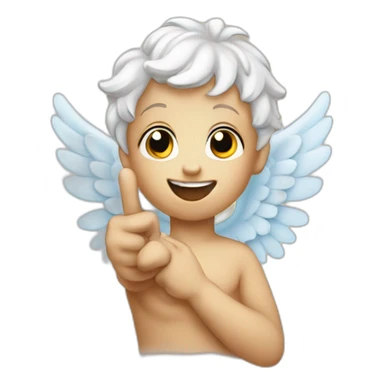cherub making the peace sign with his left hand sticker