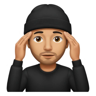 Hispanic man with black beanie hat pulled down over eyes sticker