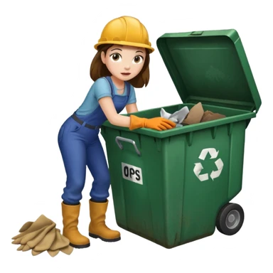 girl digging through dumoster sticker