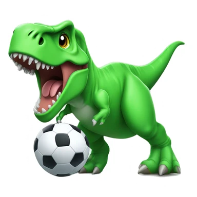 green t-rex playing soccer  sticker