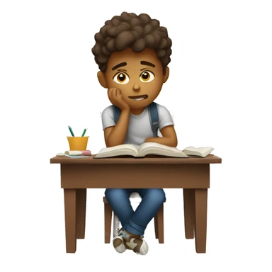boy frustrated while studying  sticker