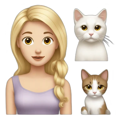 Blond white girl with 2 cats  one brown and one black sticker