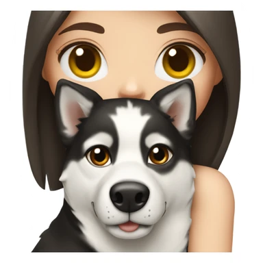 brunette girl with a black and white husky  sticker