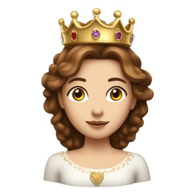 beautiful girl whit brown hair and a Crown sticker