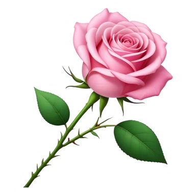 Romantic pink pretty rose long stem sticker
