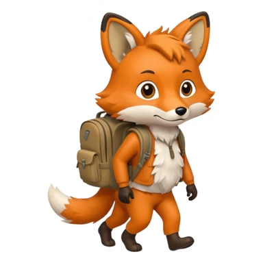 a fox walking with a backpack
 sticker