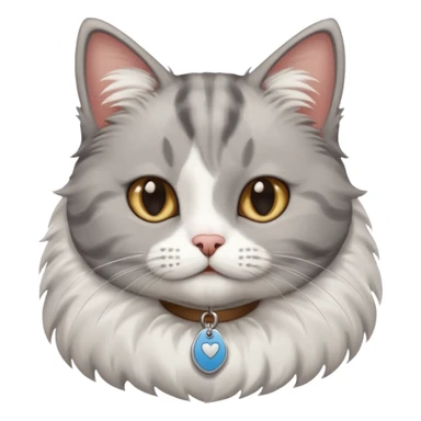 grey and white cat with name tag that says bean sticker