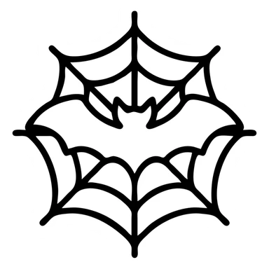 a bat with spread wings in a spiderweb, icon style, clean lines, simple and bold, suitable for use as an app icon sticker