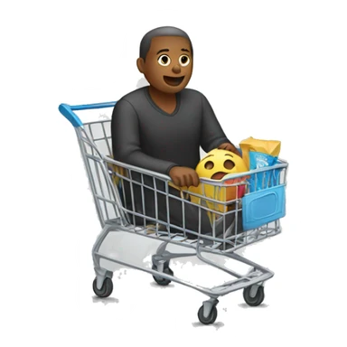 Person sitting in shopping cart sticker