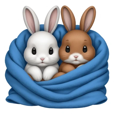  Two bunny's also black, brown & white, in a blue blanket cuddling together sticker