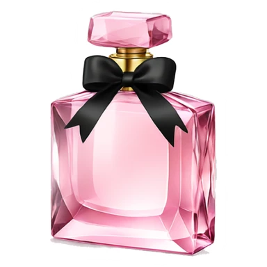 light pink crystal perfume bottle with black ribbon display sticker