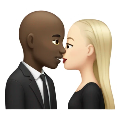 White girl dark hair kissing bald black man sticker