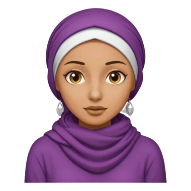 tanned skin woman with a headscarf, makeup, and a long sleeve shirt covering shoulders and arms, emoji style sticker