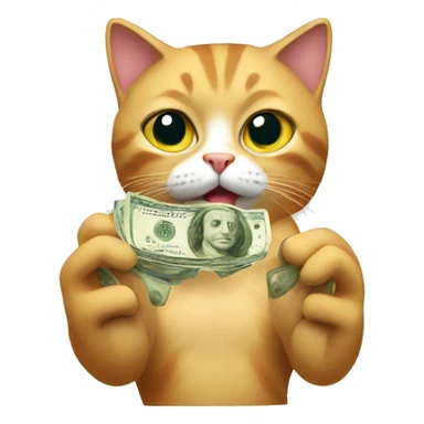 Cat with money hands sticker